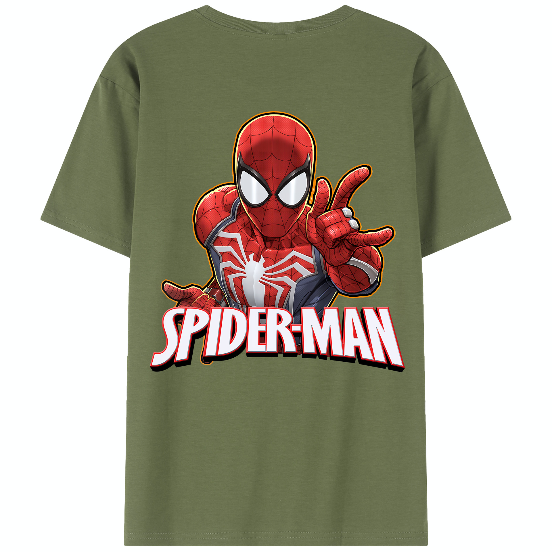 （画像用） Spider Man スパイダーマン 綿100％半袖Tシャツ（背面プリント）